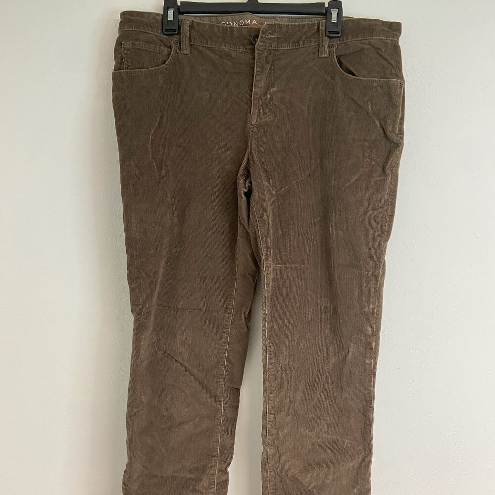 Womens Corduroy Pants Boyfriend Jeans Brown Size 12 Sonoma Cotton